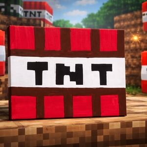 Hand-Painted Minecraft TNT Canvas Painting – 8 × 10 Inches